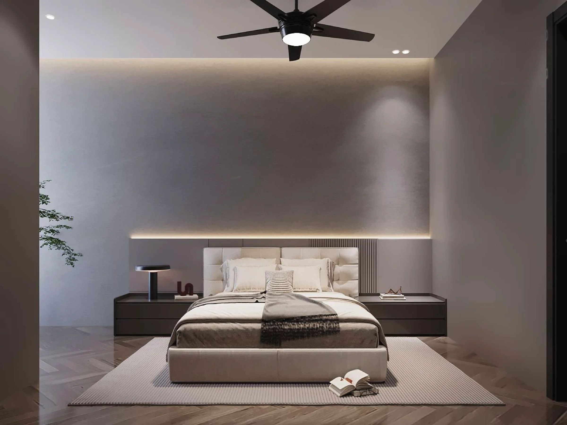 Aurora Sentral — bedroom with quiet textured wall