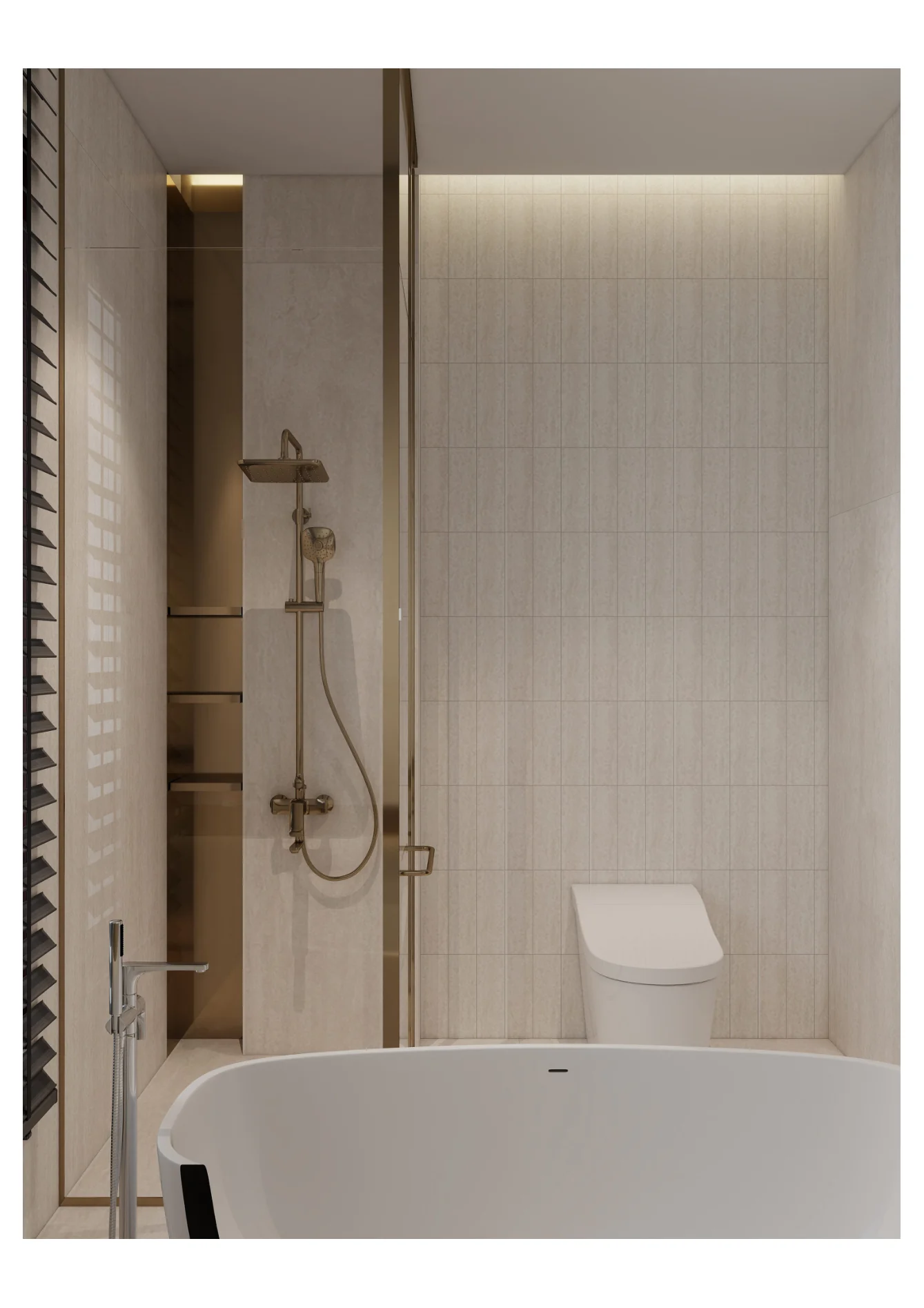 Jade Austin Crest — bathroom shower and vanity perspective