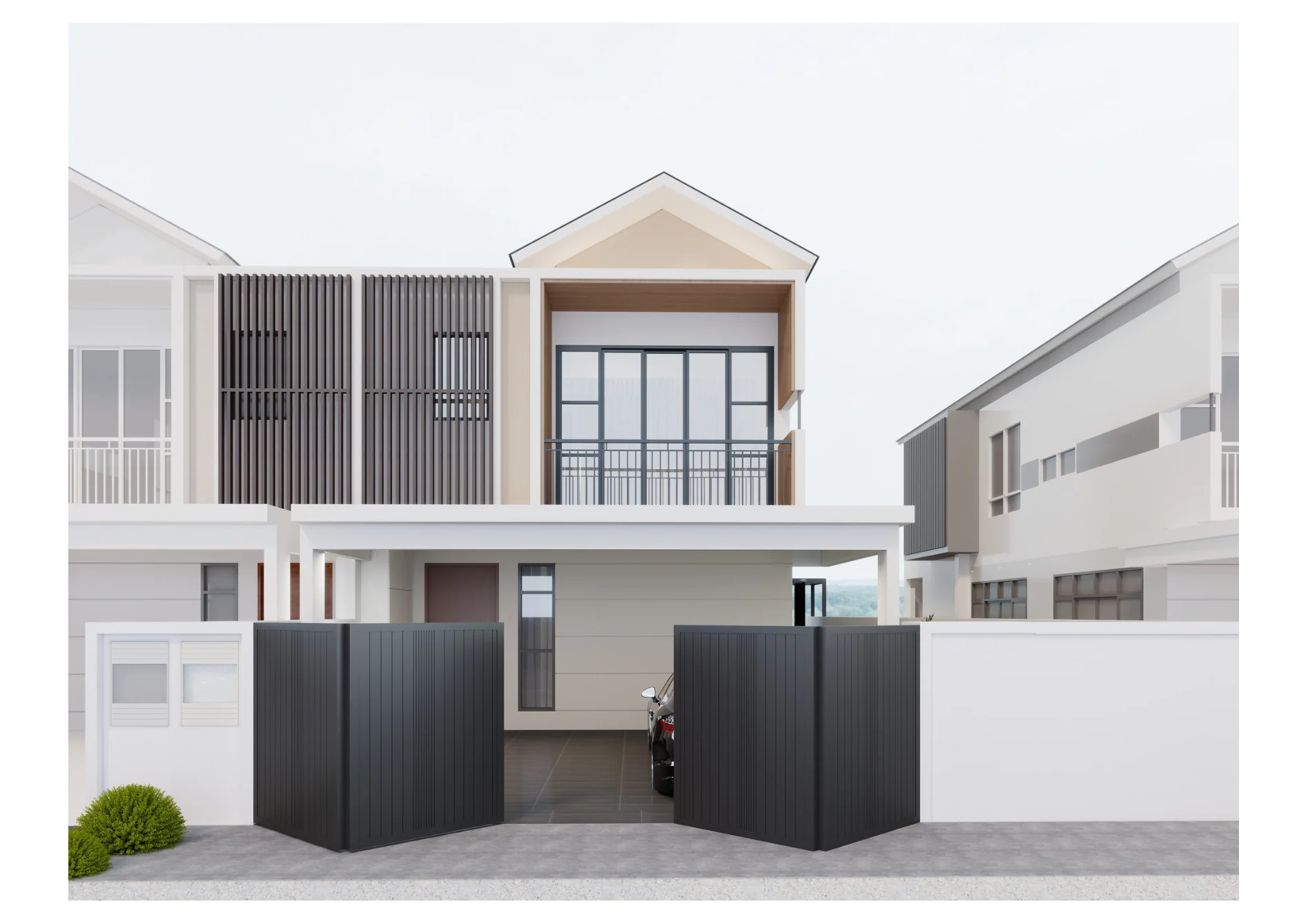 May Residence Study — frontal townhouse elevation