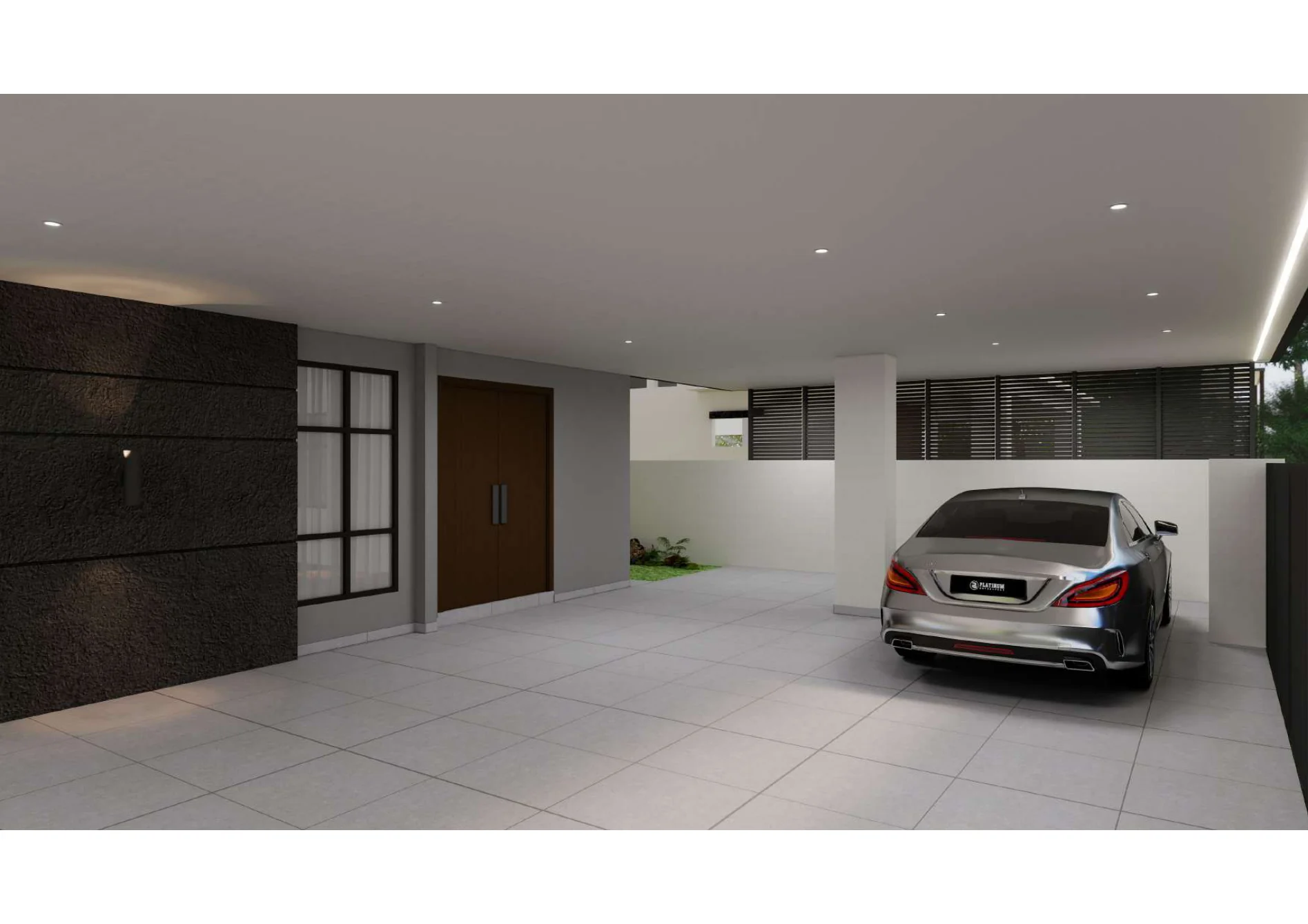 Residence 22 — car porch and illuminated entrance